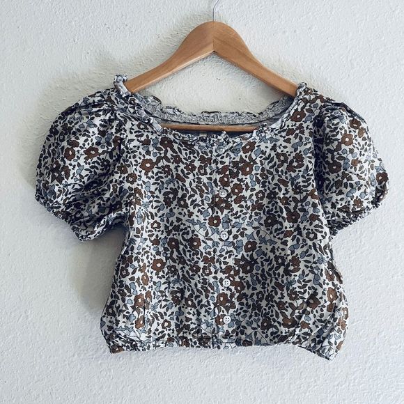 Rylee + Cru Other - Rylee + Cru Girls Floral Button Down Short Puff Sleeve Top Youth Size 10-12